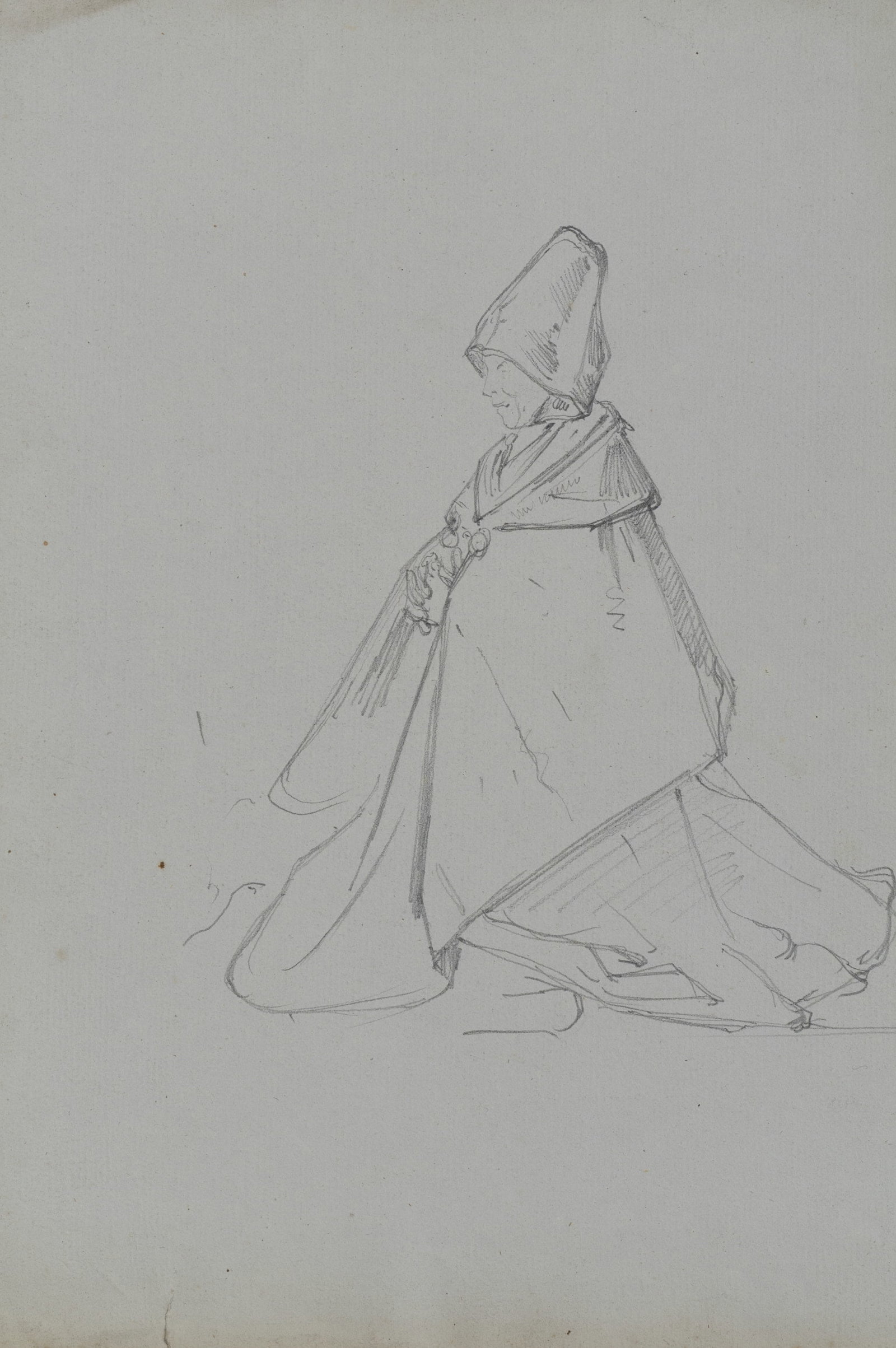 A. VIOLLET-LE-DUC (*1817), Woman wearing a bonnet, Pencil (1 of 5)
