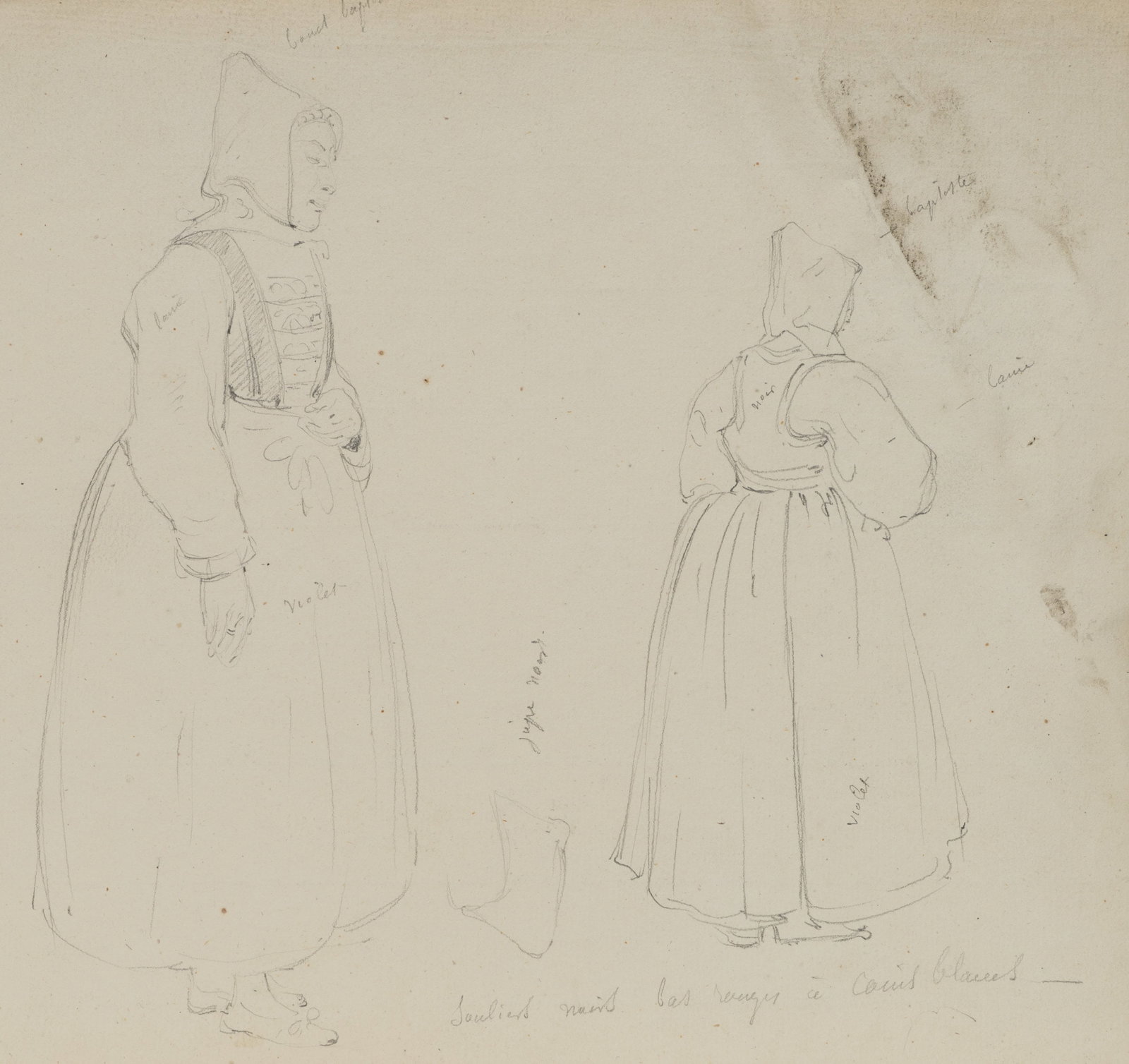 A. VIOLLET-LE-DUC (*1817), Woman in traditional dress, Pencil (1 of 5)
