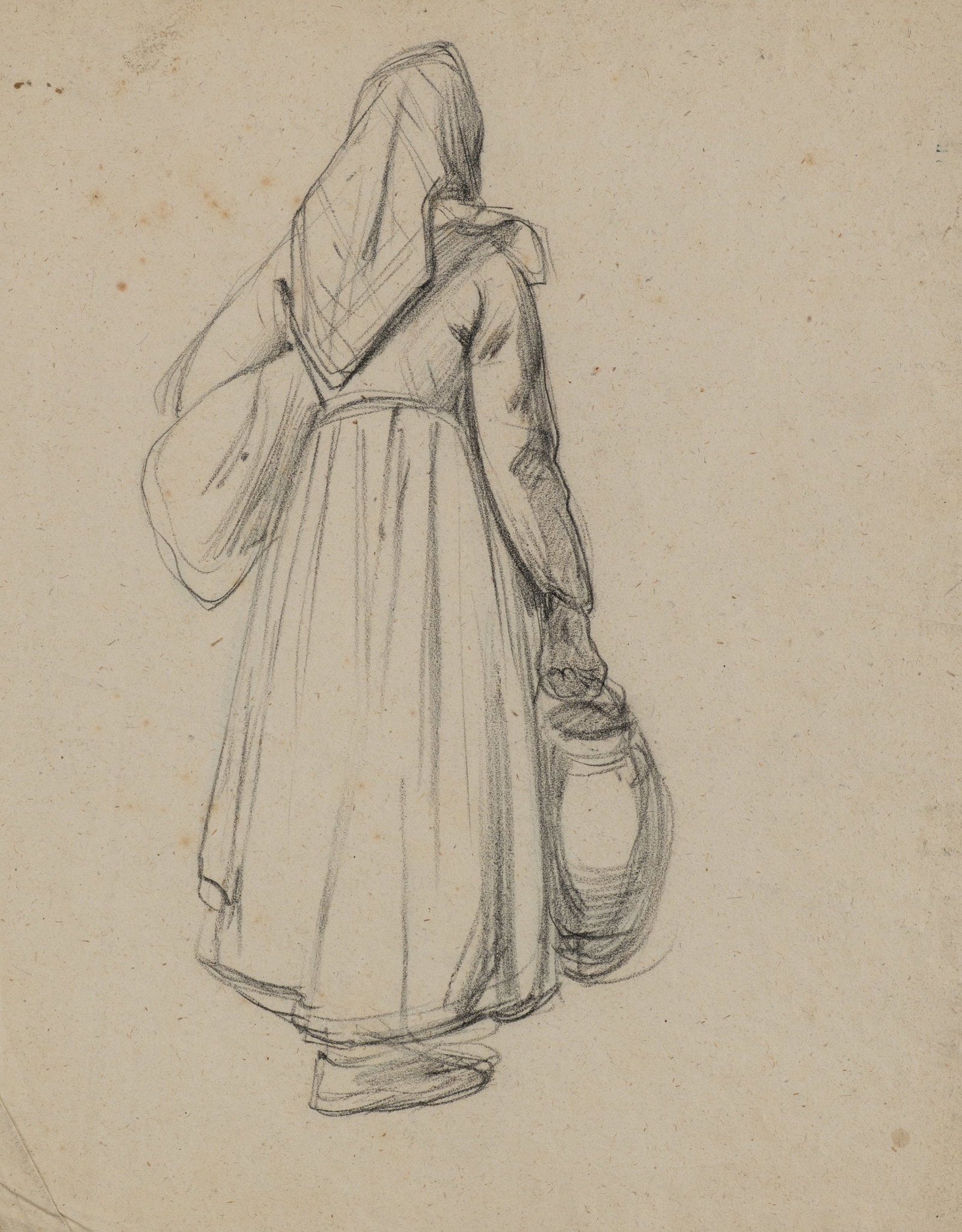 A. VIOLLET-LE-DUC (*1817), Woman with a jug, Charcoal (1 of 5)