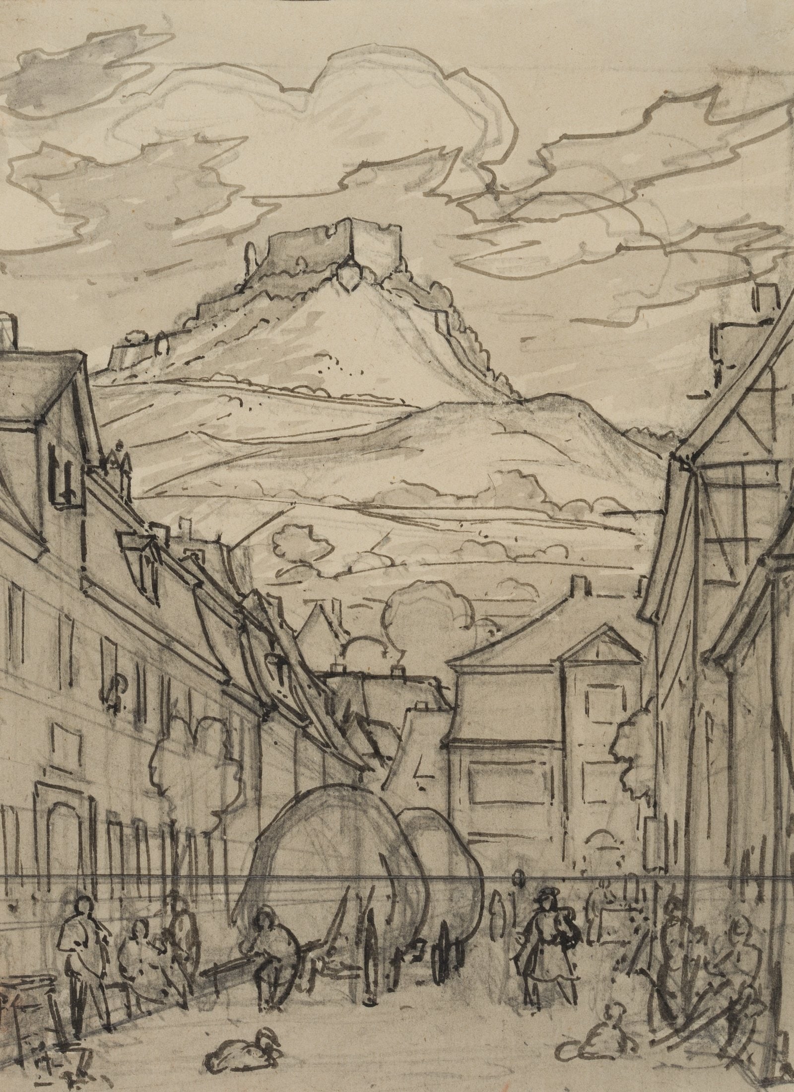 O. WAGNER (1803-1861), Bad Blankenburg, Greifenstein Castle, around 1830, Indian ink (1 of 4)