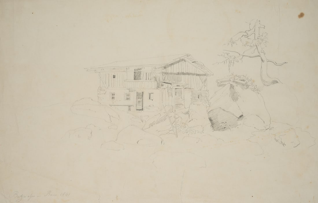T. WEBER (1813-1875), Butzeralpe in Rain, 1841, Pencil (1 of 4)