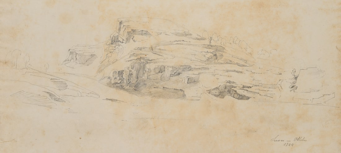 T. WEBER (1813-1875), Near Seewen, Solothurn, Switzerland, 1844, Pencil: Therese Weber (1813 Nymphenburg - 1875 Munich): Rocky plateau near Seewen in the canton of Solothurn in Switzerland, 1844, Pencil Technique: Pencil on Paper Watermark: indeterminate signs: Undetermina