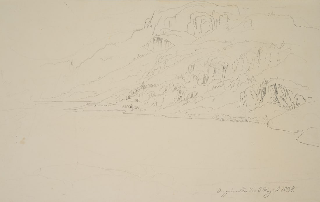 T. WEBER (1813-1875), A charming study of the Alpine landscape, 1837, Pencil (1 of 4)