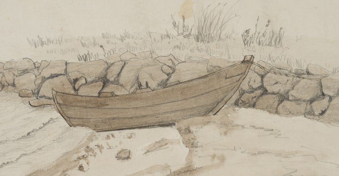 Unknown (19th), A boat beached on the shore, around 1850, Pencil (1 of 4)