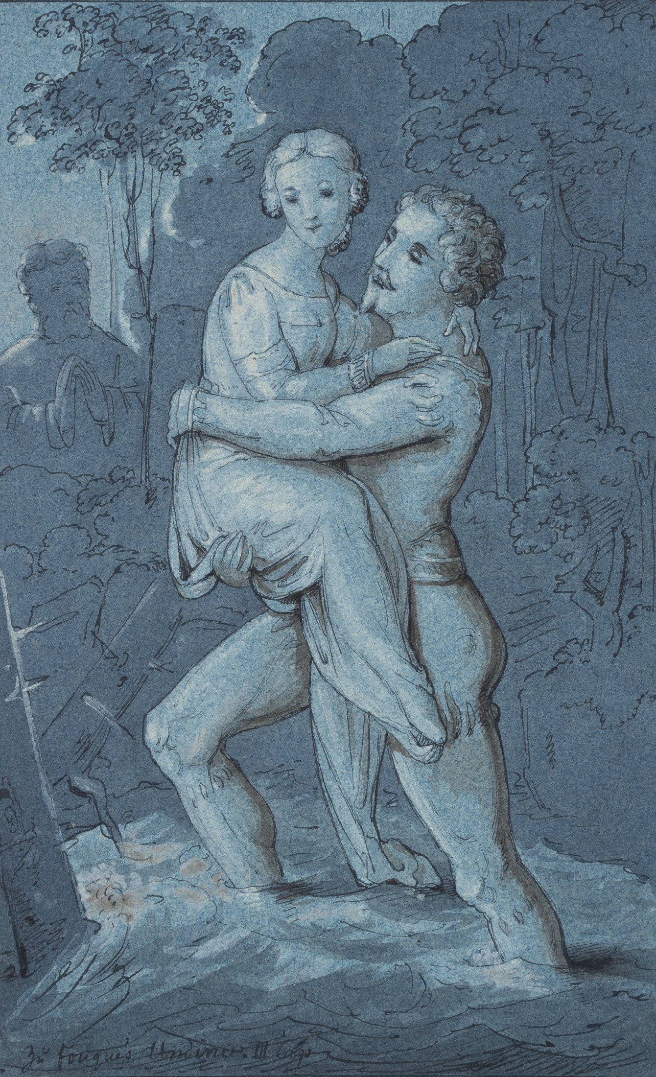Unknown (19th), Scene from Fouqué’s *Undine*, around 1815, Pen drawing (1 of 7)