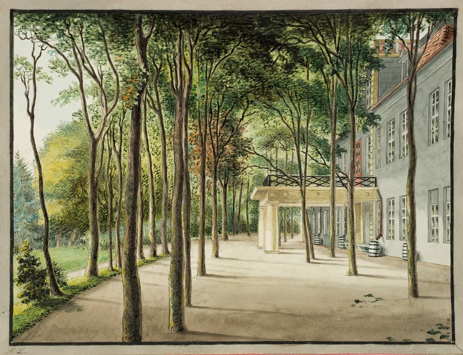 Unknown (19th), A manor house park, Watercolor (1 of 3)