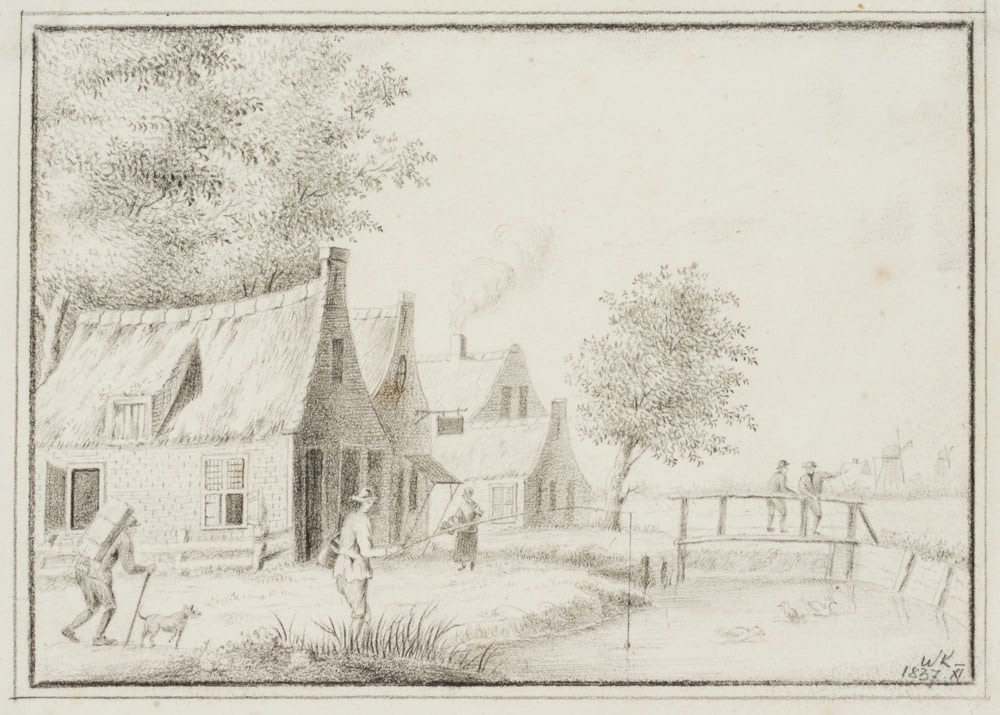 Unknown (19th), A scene from everyday life by the canal, 1837, Pencil (1 of 4)