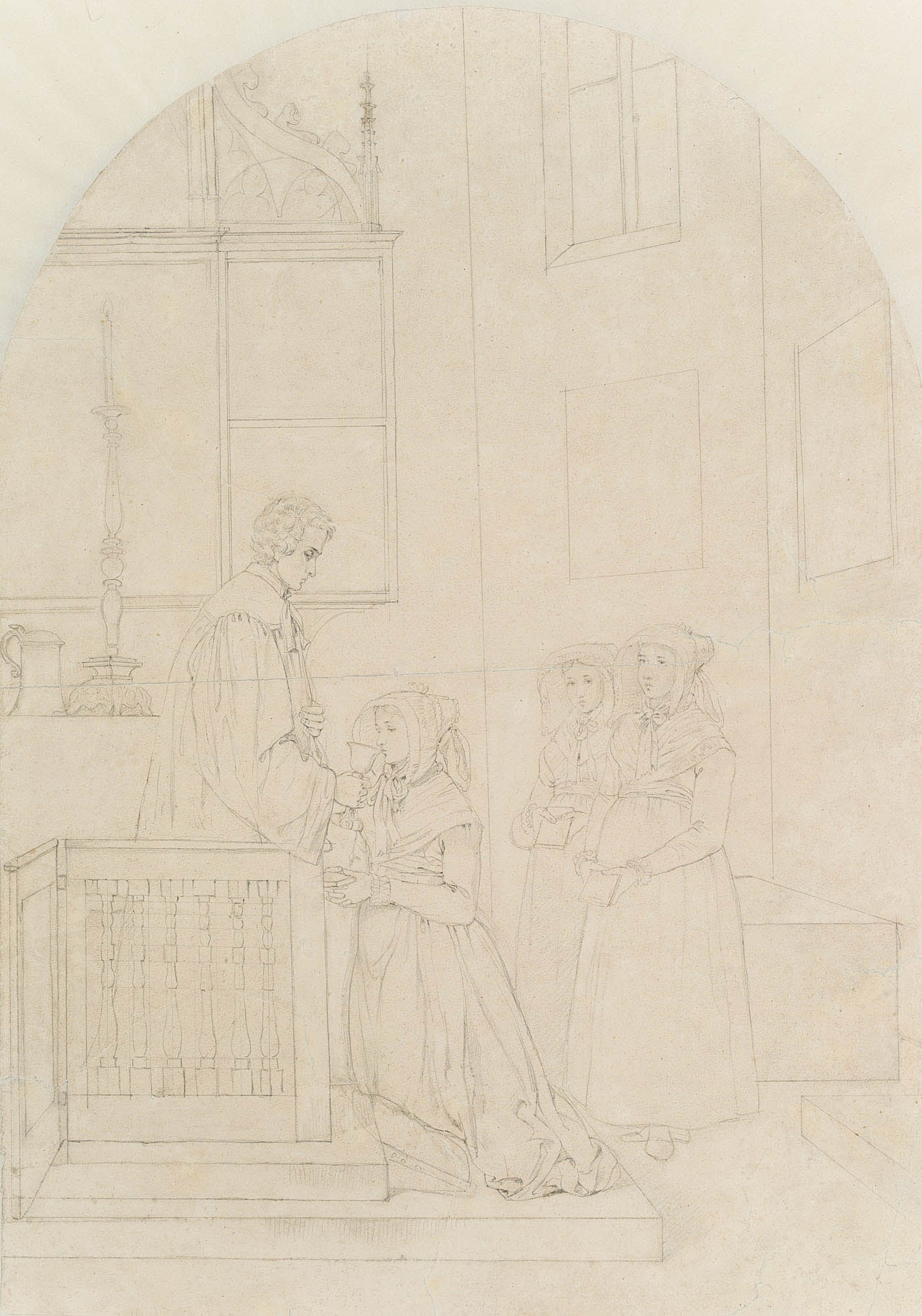Unknown (19th), Nazarenes, Holy Communion, Forchheim, around 1820, Pencil (1 of 5)