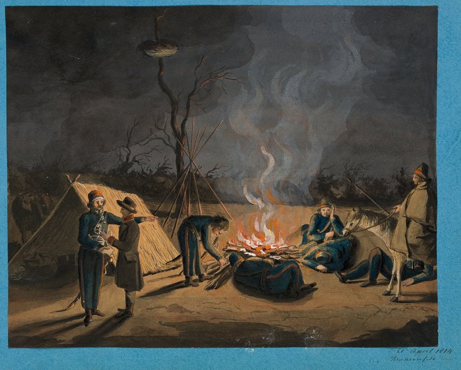 Unknown (19th), Cossack camp near Hamburg, 1814, Watercolor (1 of 4)