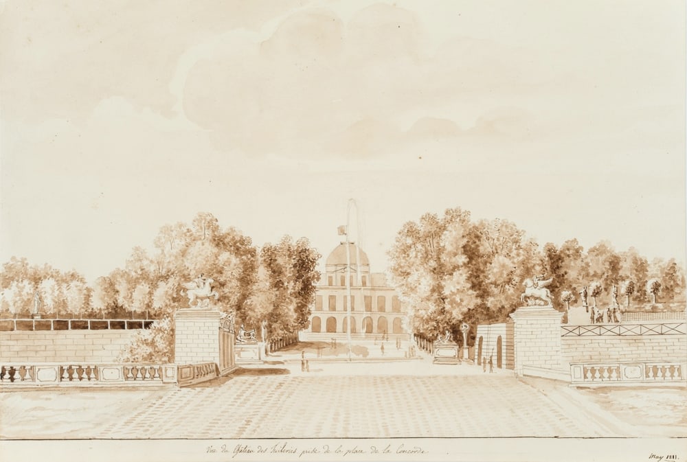 Unknown (19th), Place de la Concorde, Paris, 1811, Brush drawing (1 of 4)