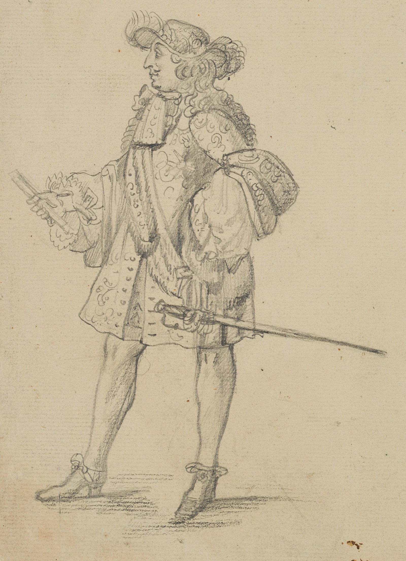 Unknown (19th), French nobleman, costume study, Pencil (1 of 7)
