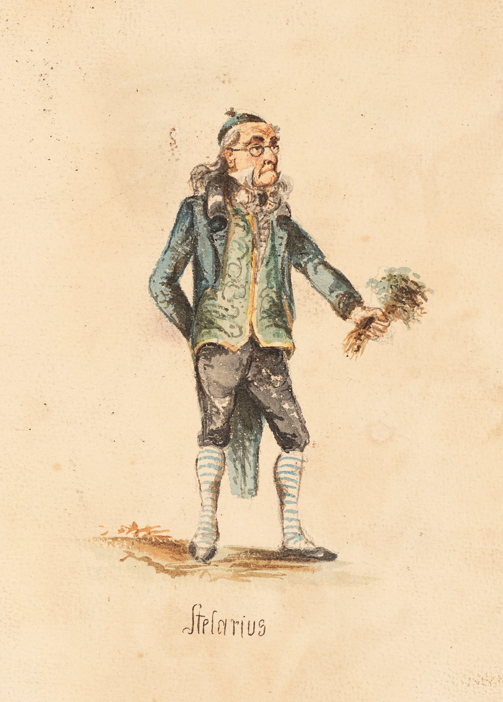 Unknown (19th), A caricature of a Baroque nobleman, around 1840, Watercolor (1 of 5)
