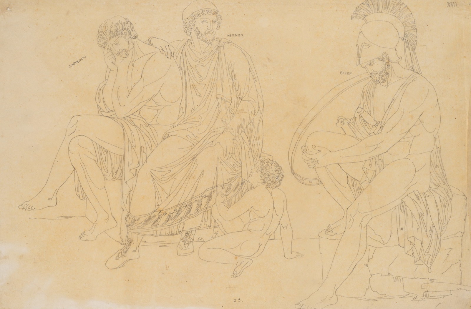 Unknown (19th), Greek heroes. Hector and Memnon, Pencil (1 of 5)