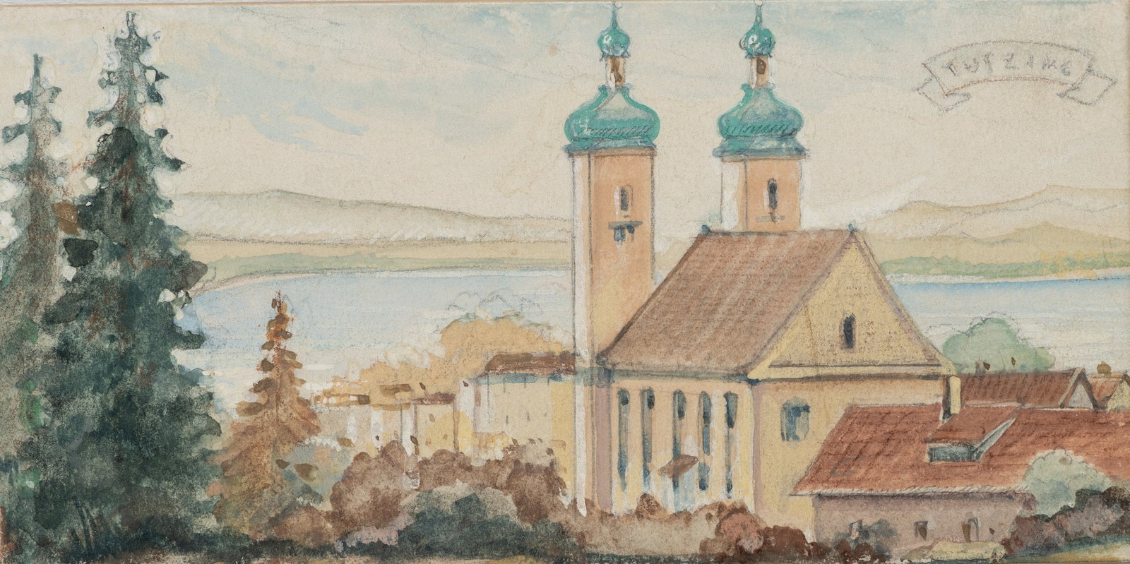 F. BORCHERT (1886-1945), Tutzing Church, around 1920, Gouache (1 of 5)