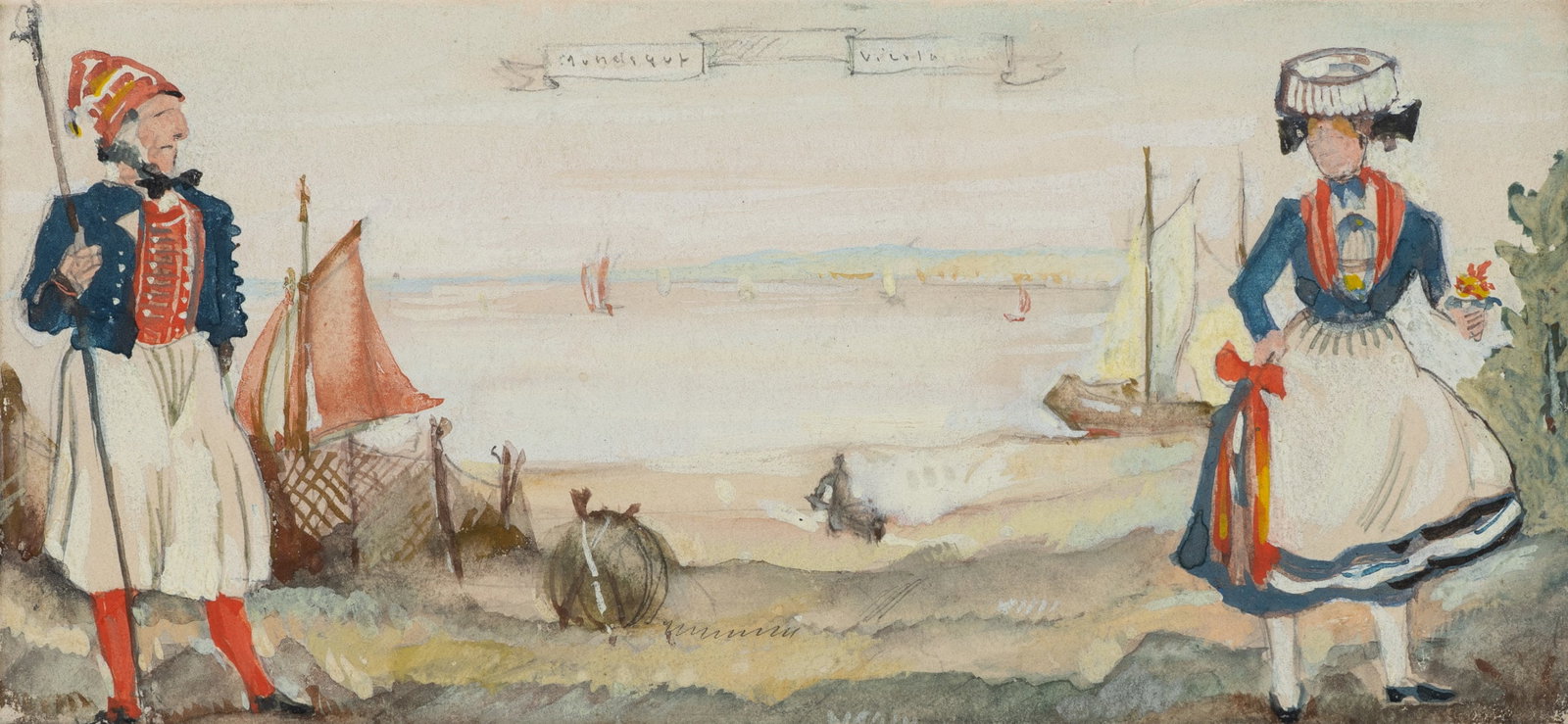 F. BORCHERT (1886-1945), Traditional Costume of the Four Countries, around 1920, Gouache (1 of 5)