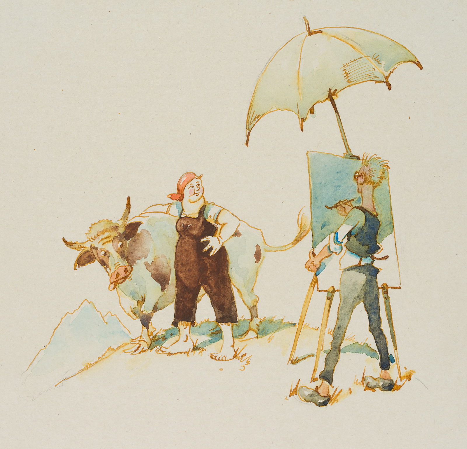G. ERLER (1871-1951), A caricature by a portrait painter, Watercolor (1 of 4)