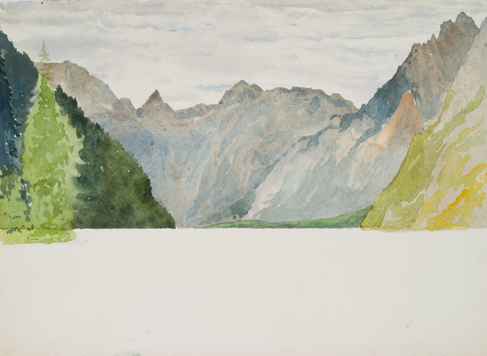E. FÜRSTENAU (*1862), View of the mountains around Königssee, around 1920, Watercolor (1 of 4)