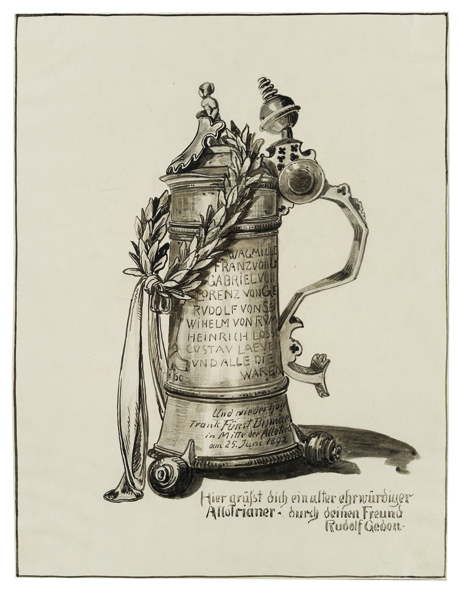 R. GEDON (20th), The Allotrians’ Fraternity, around 1914, Pen drawing (1 of 5)