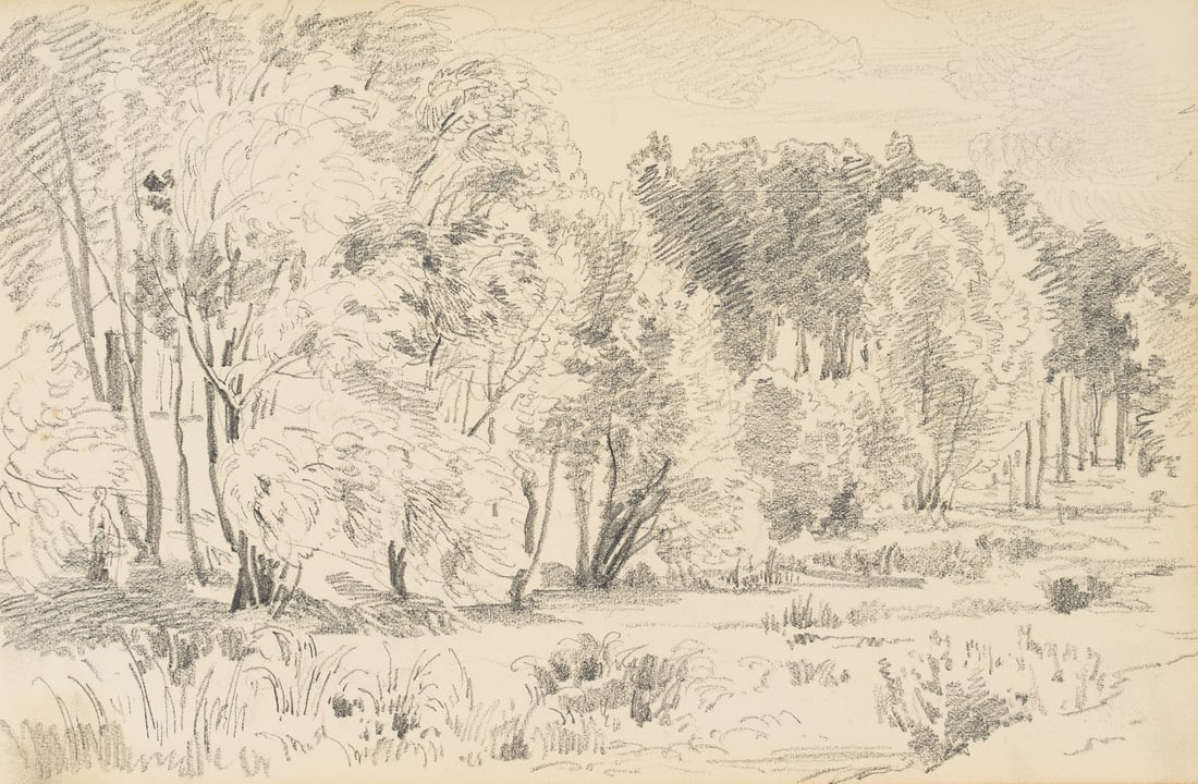 J. SCHARPF (1847-1930), Riparian forest in the wind, Pencil (1 of 5)