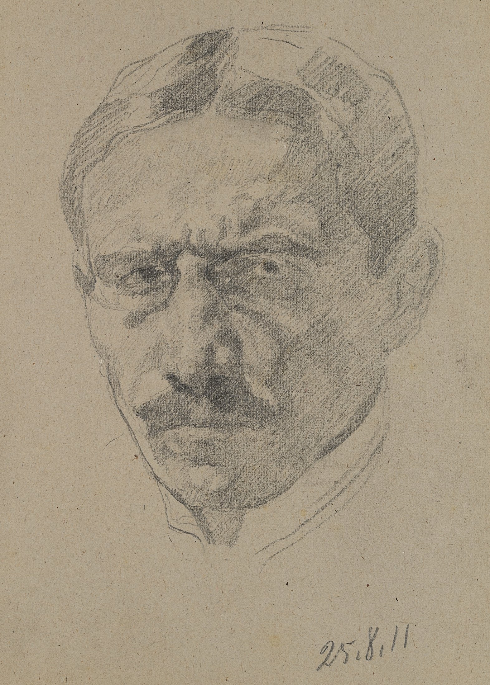 P. SCHROETER (*1866), Self-portrait with a scrutinising gaze, 1911, Pencil (1 of 4)