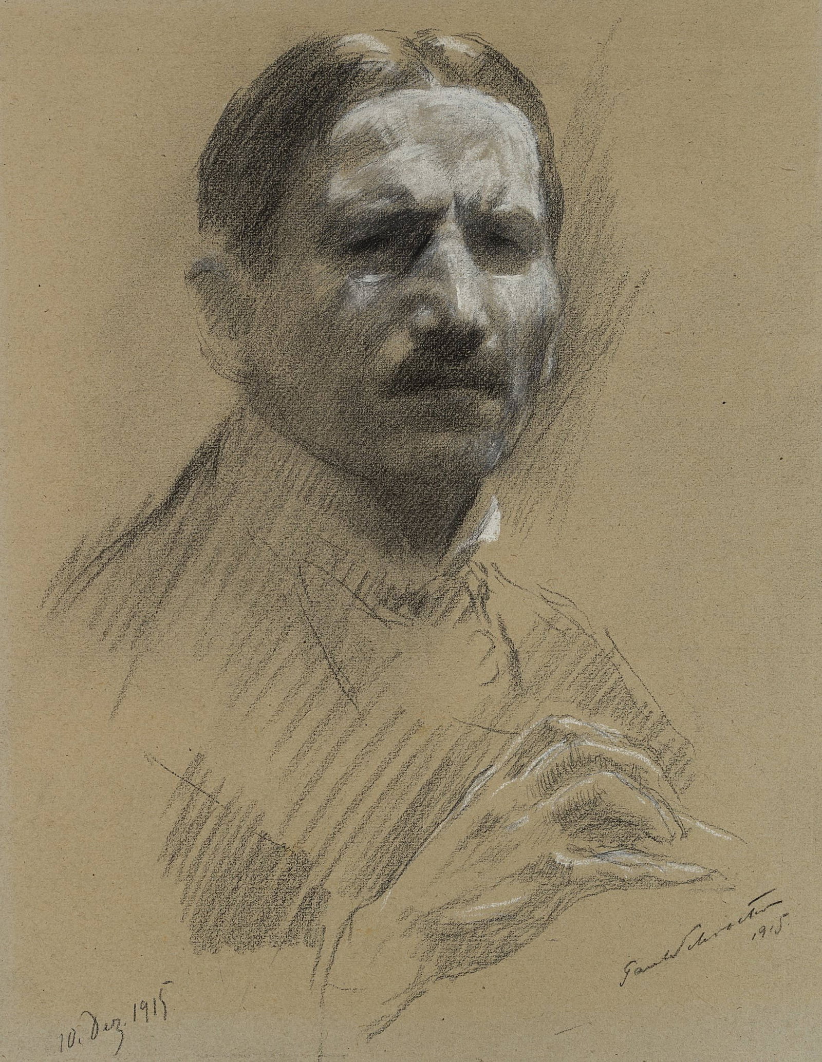 P. SCHROETER (*1866), Self-portrait with a pencil, 1915, Pencil (1 of 4)