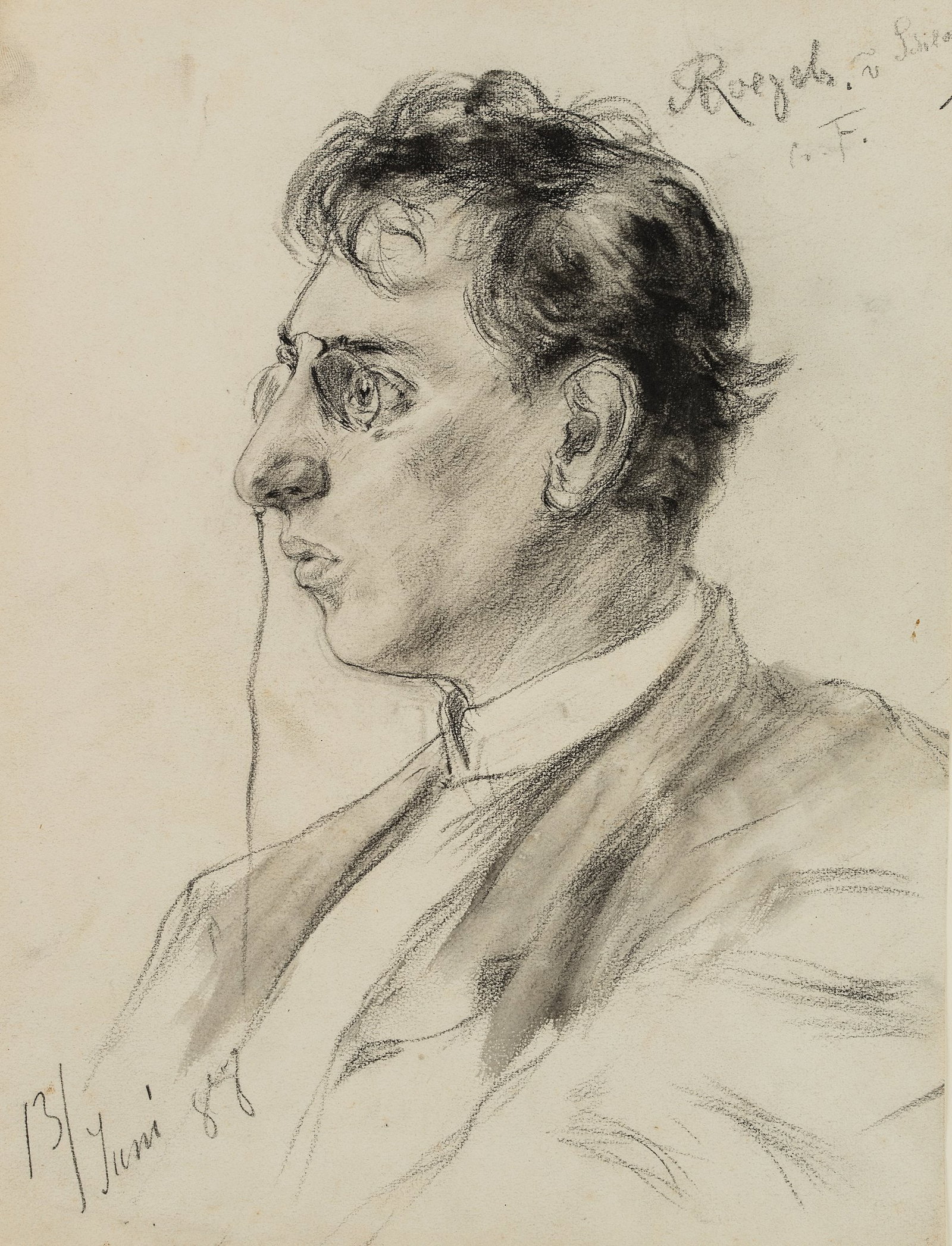 P. SCHROETER (*1866), Bust portrait by Andreas Roegels, 1888, Pencil (1 of 4)