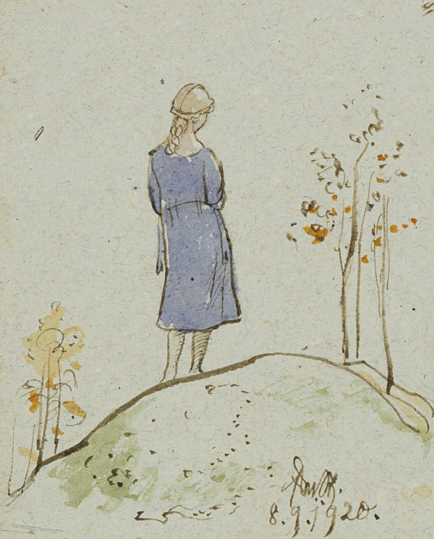 E. STEPPES (1873-1968), Portrait of Erica Steppe’s daughter, 1920, Watercolor: Edmund Steppes (1873 Burghausen - 1968 Deggendorf): Portrait of Erica Steppe’s daughter, 1920, Watercolor Technique: Watercolor on Paper Inscription: Lower right signed: "Edm.St.". Lower right dated