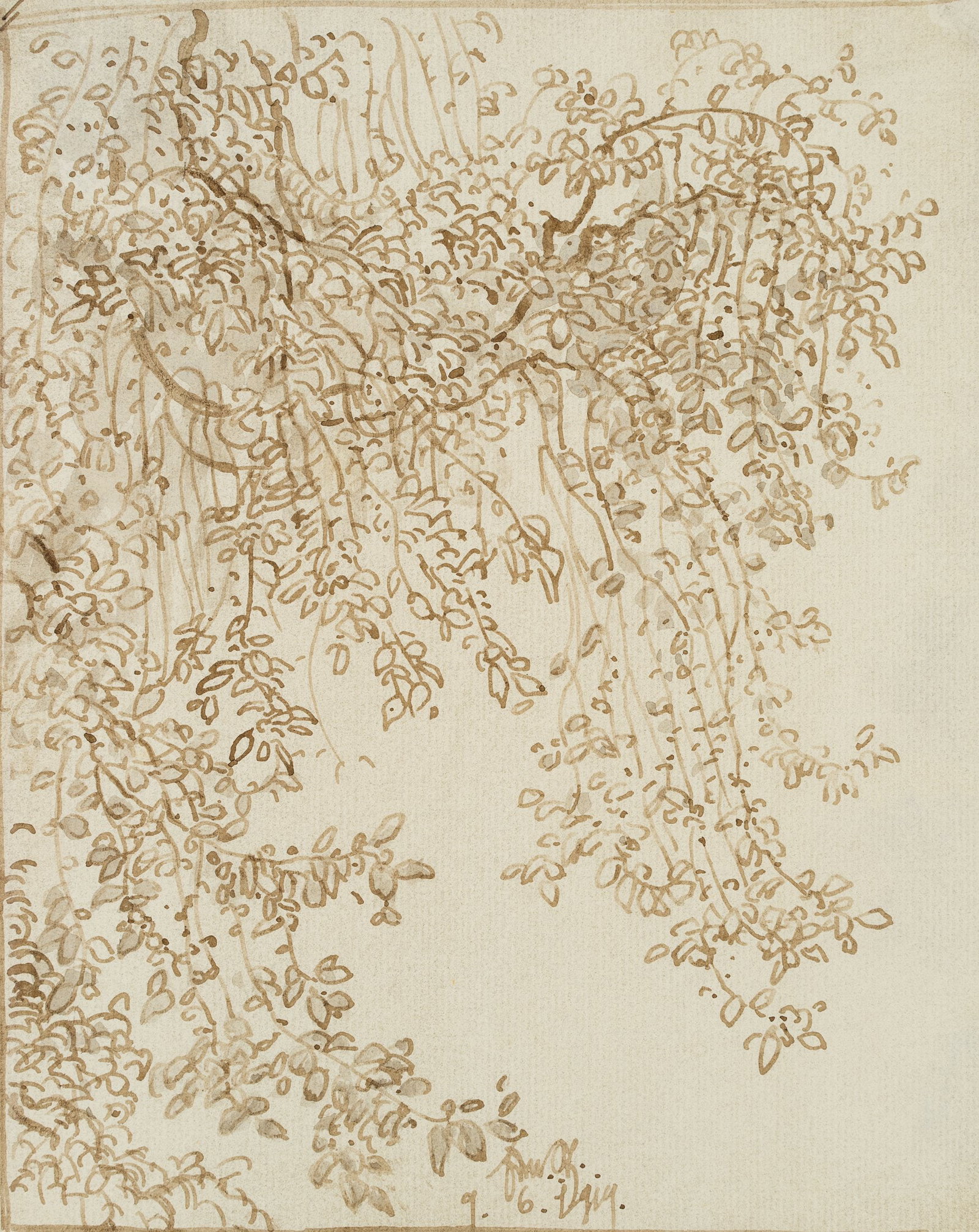 E. STEPPES (1873-1968), Curtain of leaves, 1919, Pen drawing (1 of 5)