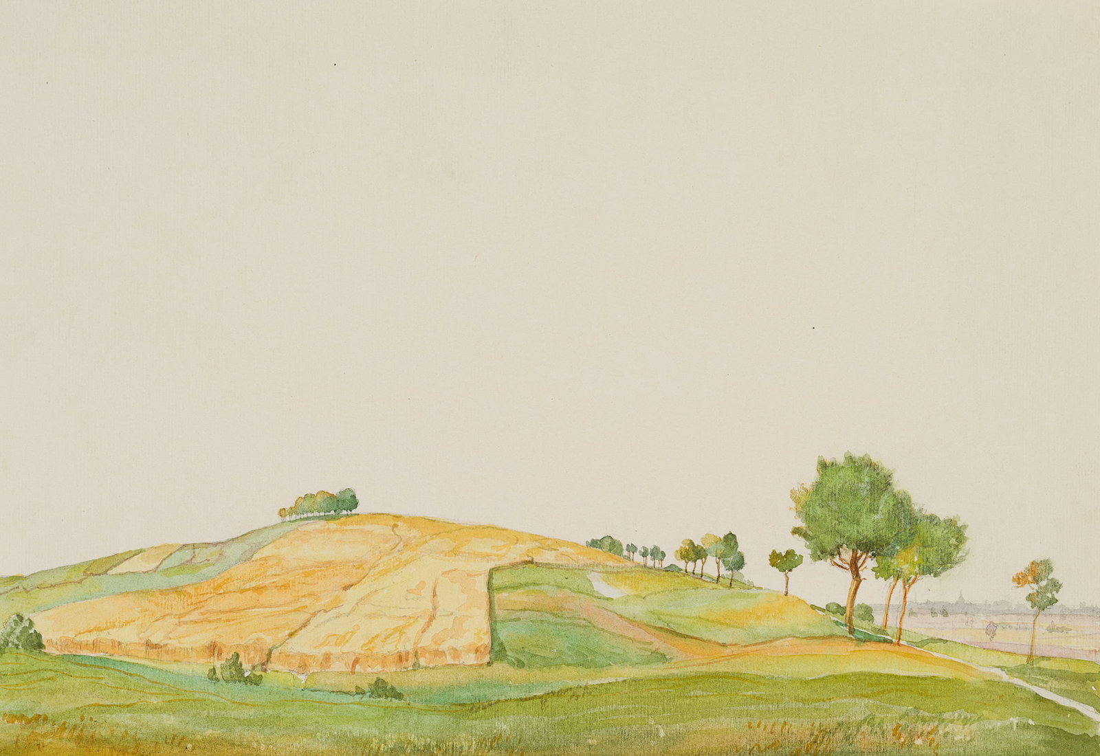 C. WALTHER (1880-1954), Fields and trees, Watercolor (1 of 8)