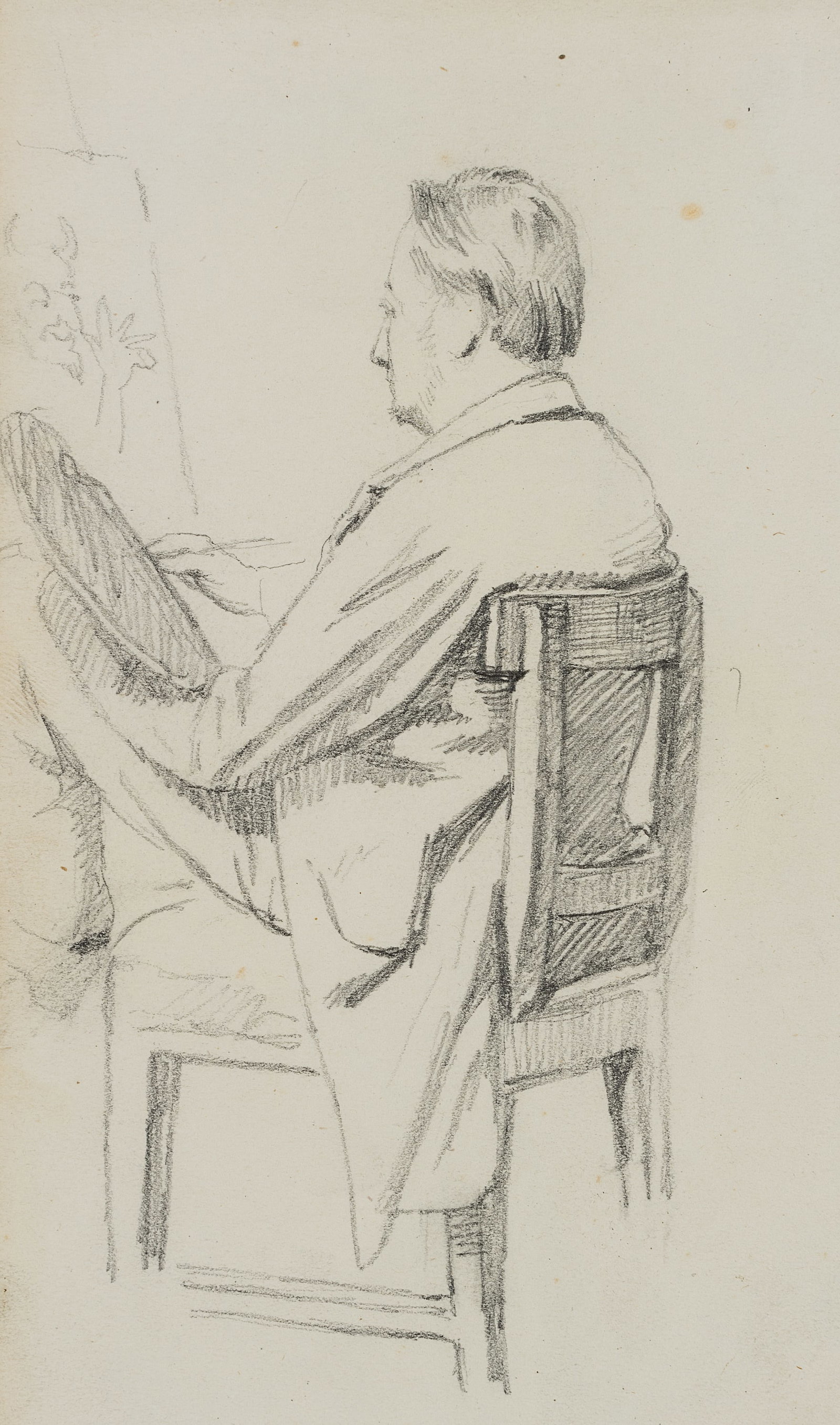 J. WEISER (1847-1911), An artist at an easel, around 1900, Pencil (1 of 4)