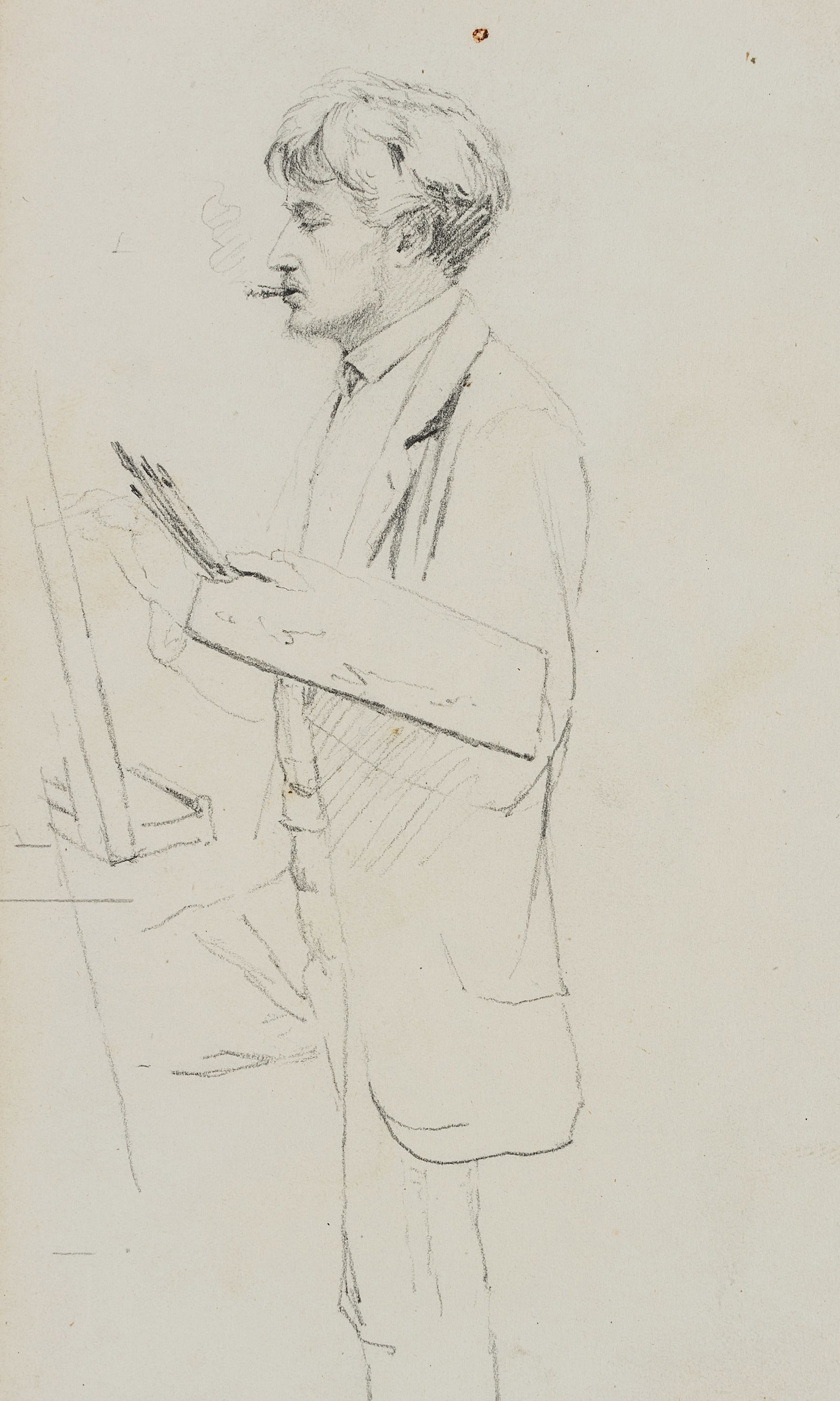 J. WEISER (1847-1911), The Smoking Artist, around 1900, Pencil (1 of 4)