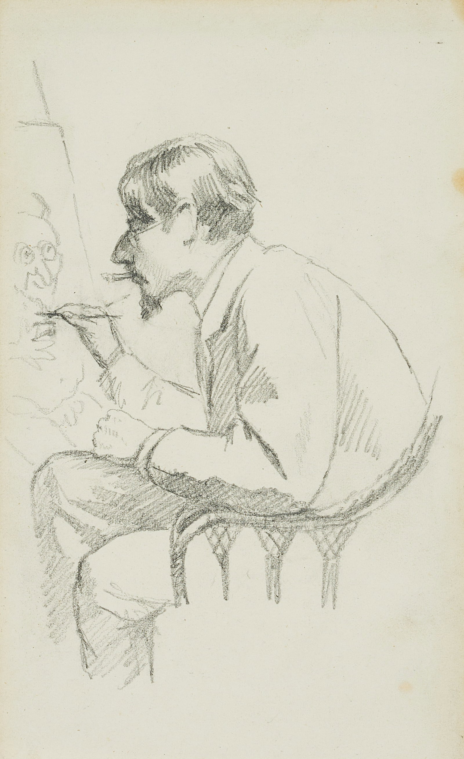 J. WEISER (1847-1911), An artist drawing a caricature, around 1900, Pencil (1 of 5)