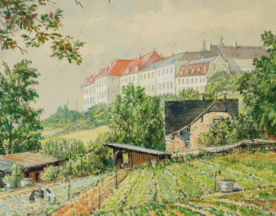 Unknown (20th), Near an abbey, around 1900, Watercolor (1 of 4)