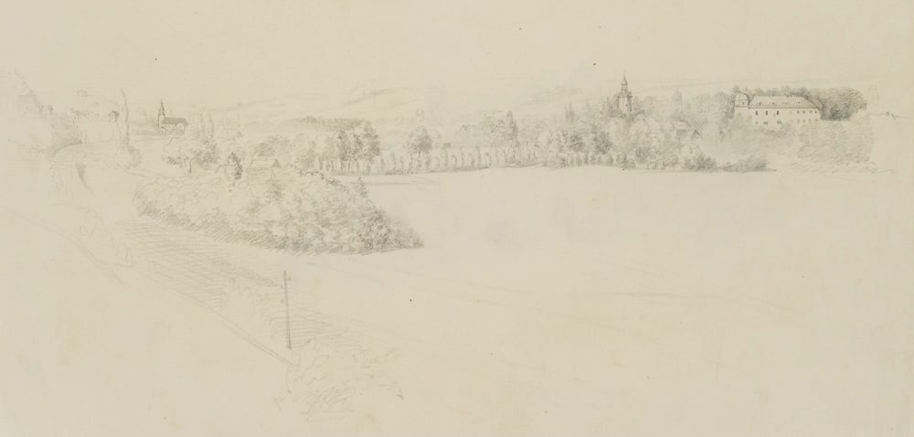 Unknown (19th), Cultural landscape, German, around 1900, Pencil (1 of 4)