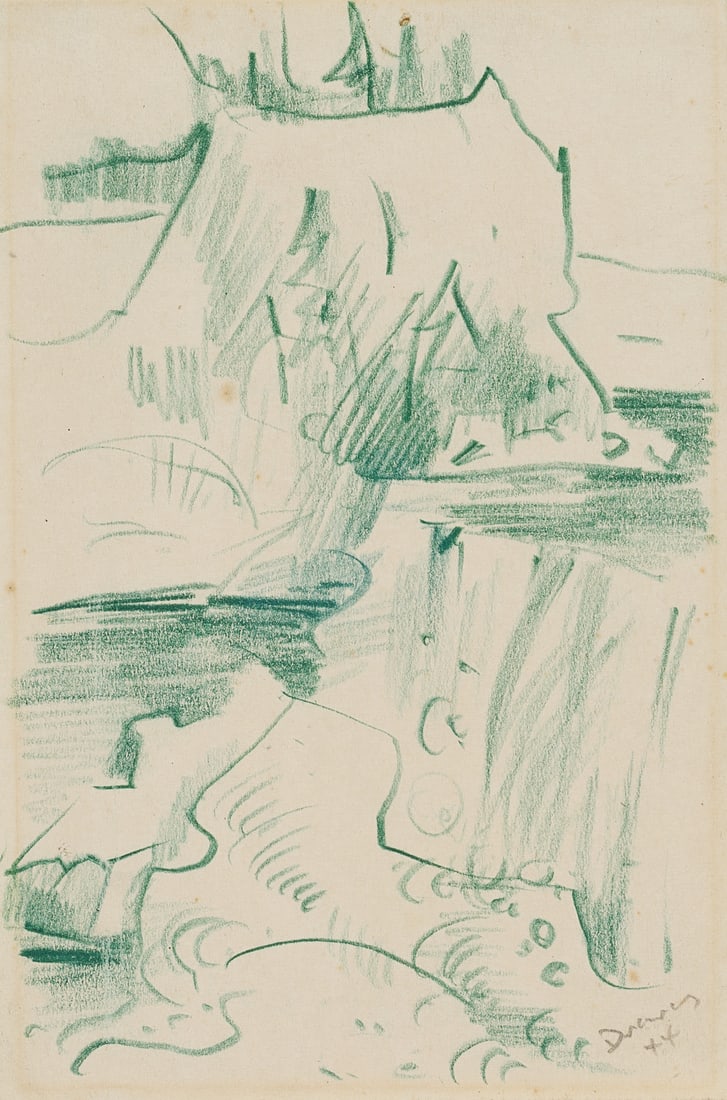 W. DREWES (1899-1985), Landscape along Catskill Creek, 1944, Chalk (1 of 5)