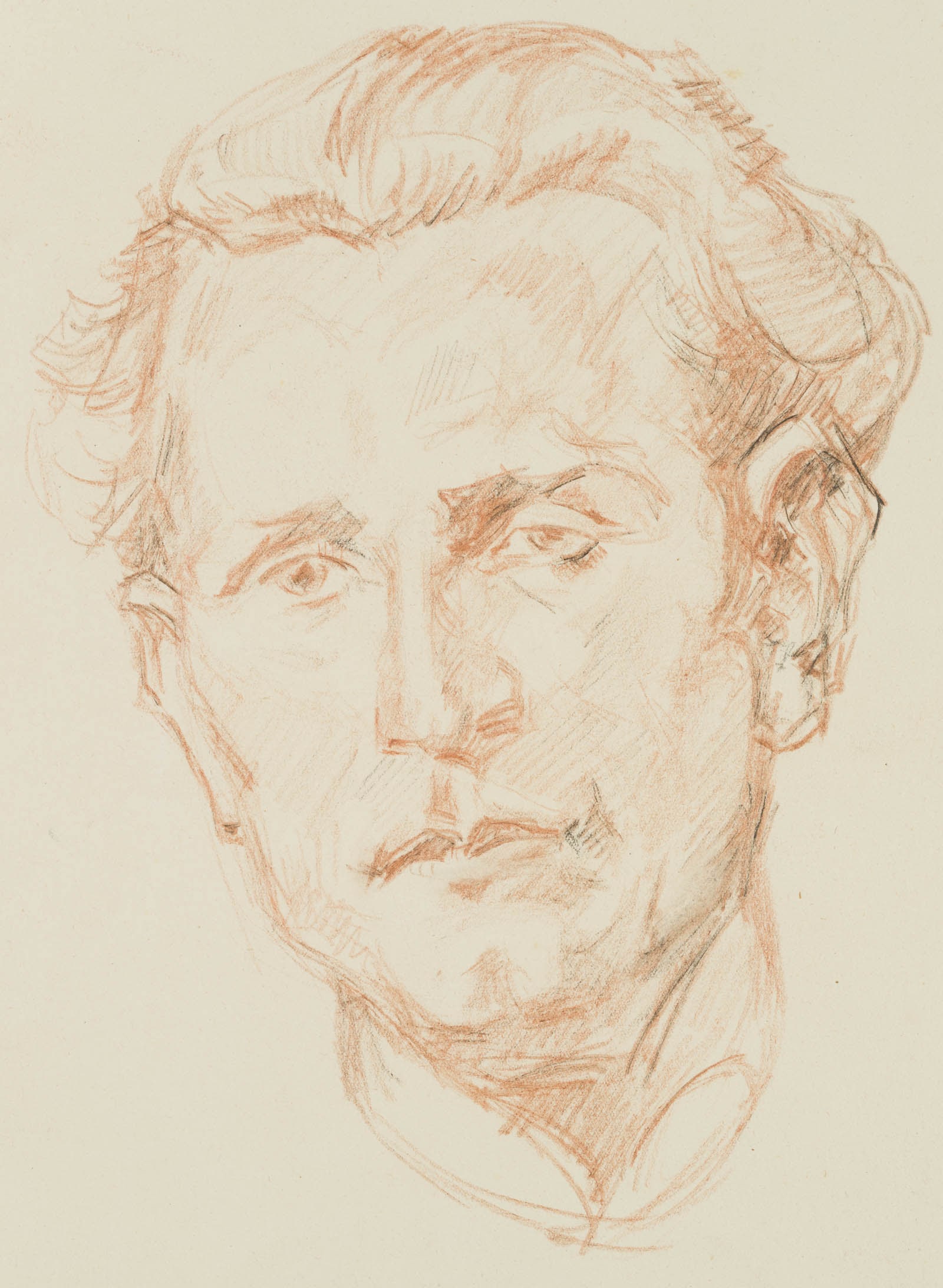 SCHEFFLER (20th), probably a self-portrait, around 1930, Red chalk drawing (1 of 4)