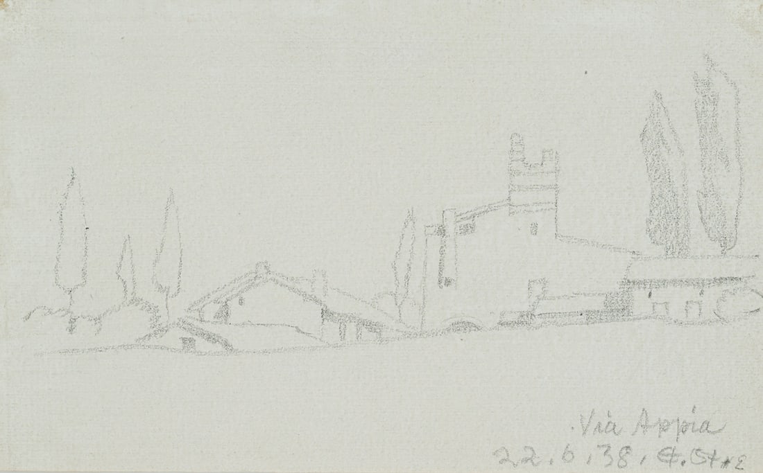 E. STEPPES (1873-1968), Via Appia near Rome, 1938, Pencil (1 of 7)