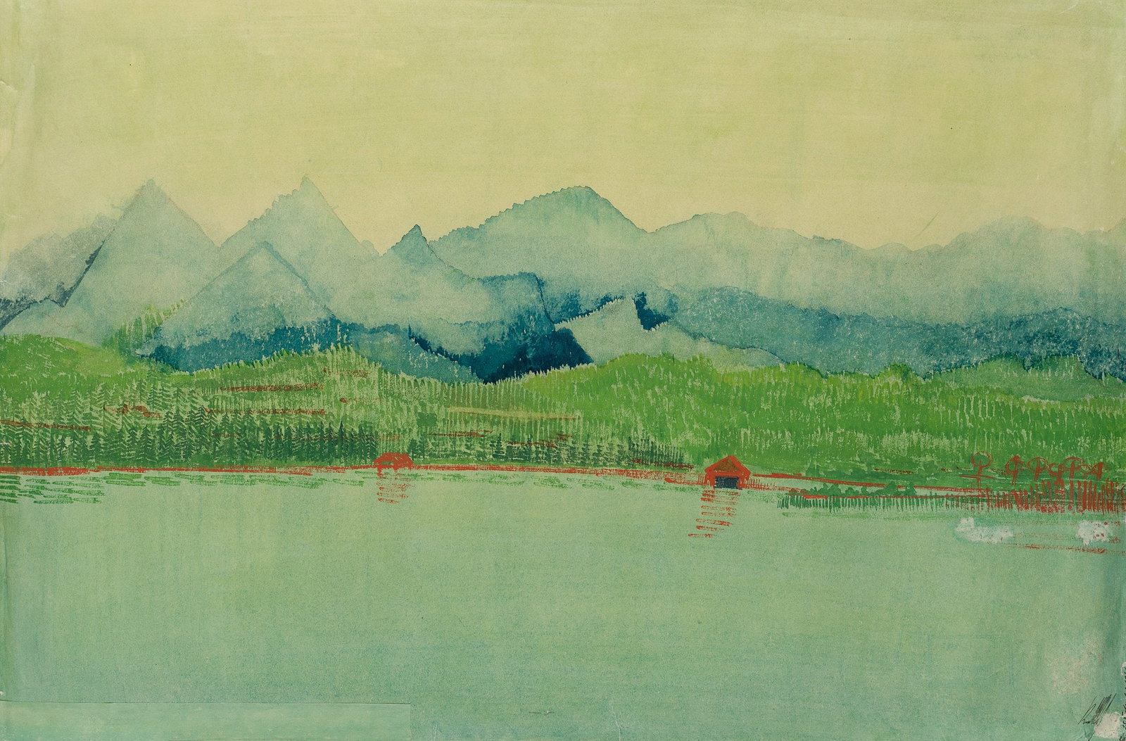 K. WOLF (1901-1993), Landscape around Lake Chiemsee, 1931, Watercolor (1 of 5)