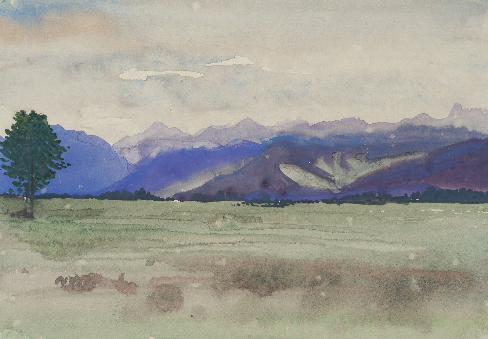 K. WOLF (1901-1993), Mountain range near Traunstein, 1945, Watercolor (1 of 5)