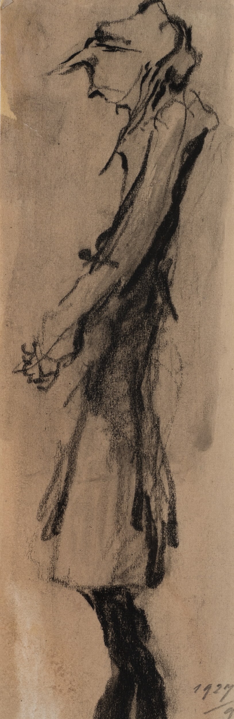 K. WOLF (1901-1993), Stylised figure, 1927, Charcoal: Karl Wolf (1901 Munich - 1993 ): Stylised figure in lateral view, 1927, Charcoal Technique: Charcoal on Paper Inscription: Lower right dated: "1927 /9". Date: 1927 Description: The picture shows a sty
