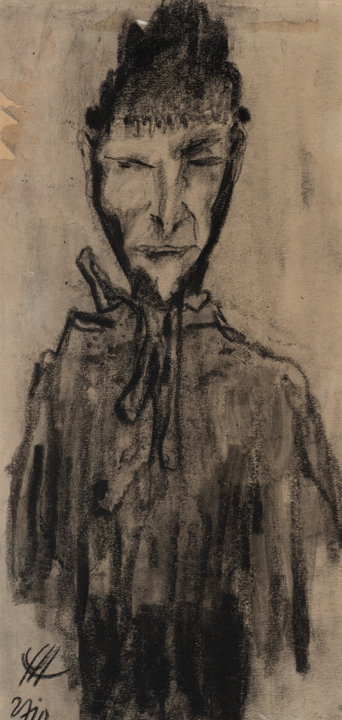 K. WOLF (1901-1993), Expressive face, 1927, Charcoal (1 of 6)