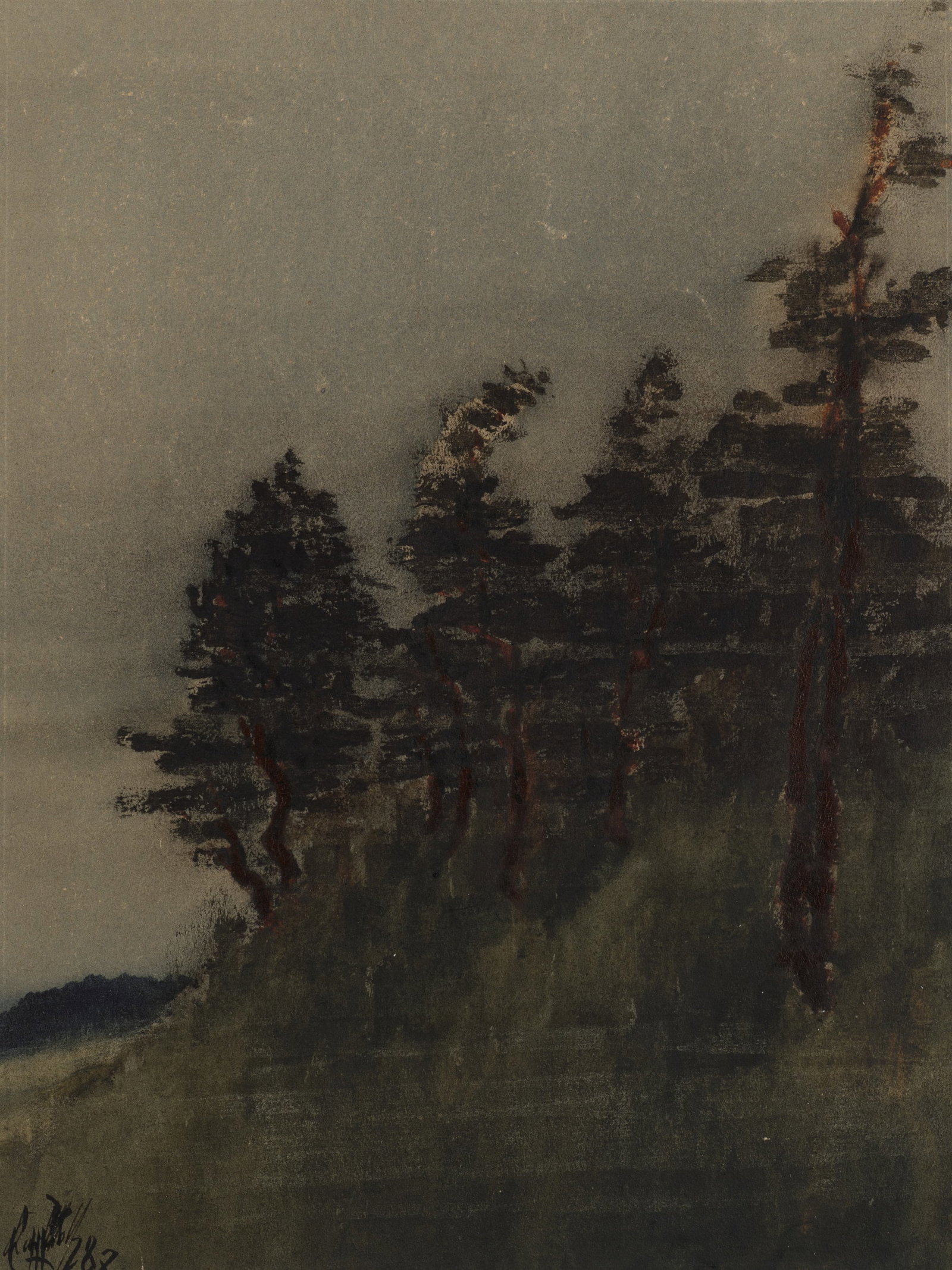 K. WOLF (1901-1993), A forest at dusk, 1928, Watercolor (1 of 6)