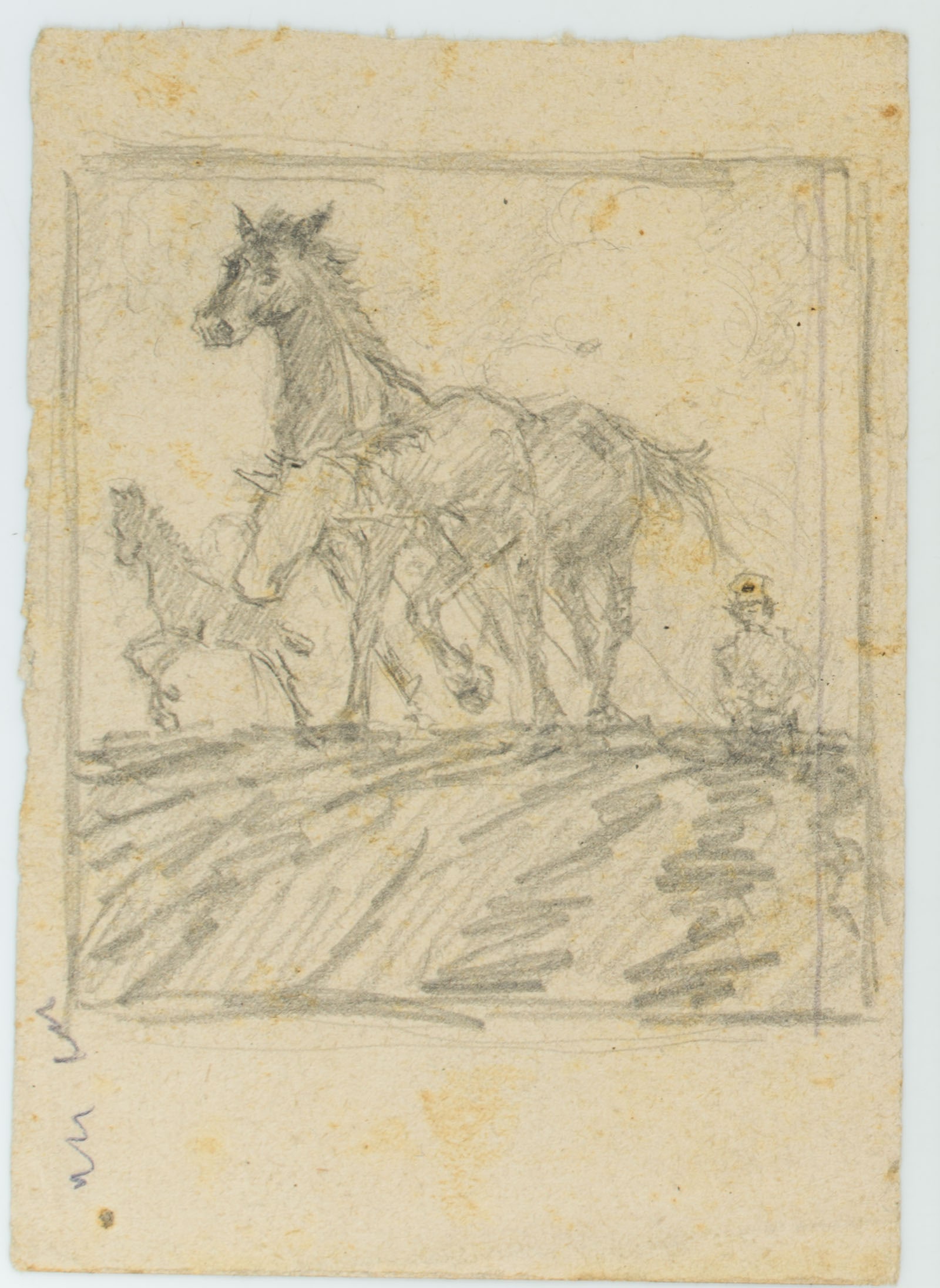 Unknown (20th), Eight designs, horse-drawn carriages, around 1930, Pencil: Unknown (20th century): Eight designs, horse-drawn carriages, c. 1930, Pencil Technique: Pencil and Mixed media on Paper Date: c. 1930 Description: Eight sketches of a team of horses, presumably in pr
