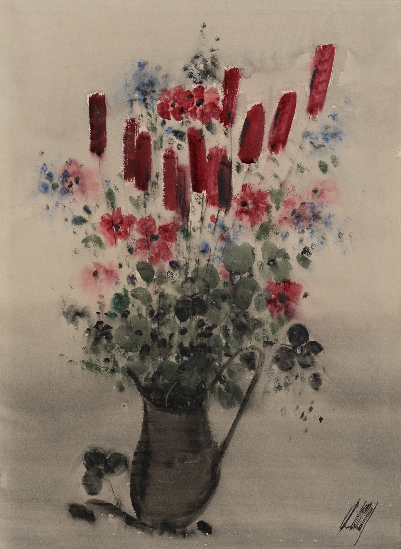 K. WOLF (1901-1993), Flowers in a vase, 1972, Watercolor (1 of 6)
