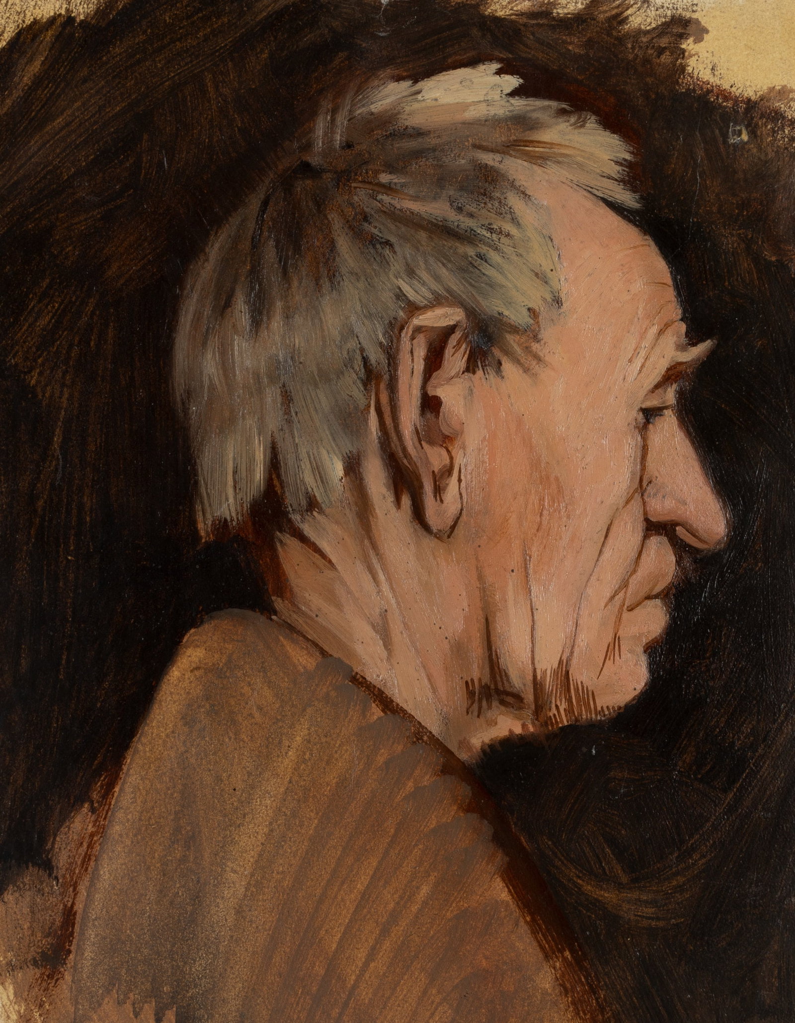 E. GEBHARDT (1838-1925), Head study, around 1884, Oil: Eduard von Gebhardt (1838 St. John - 1925 Düsseldorf): Head study on "Healing the Gouty Man" in Loccum Monastery, c. 1884, Oil Technique: Oil on Paper Inscription: Verso signed: "Ed v. Gebhardt".