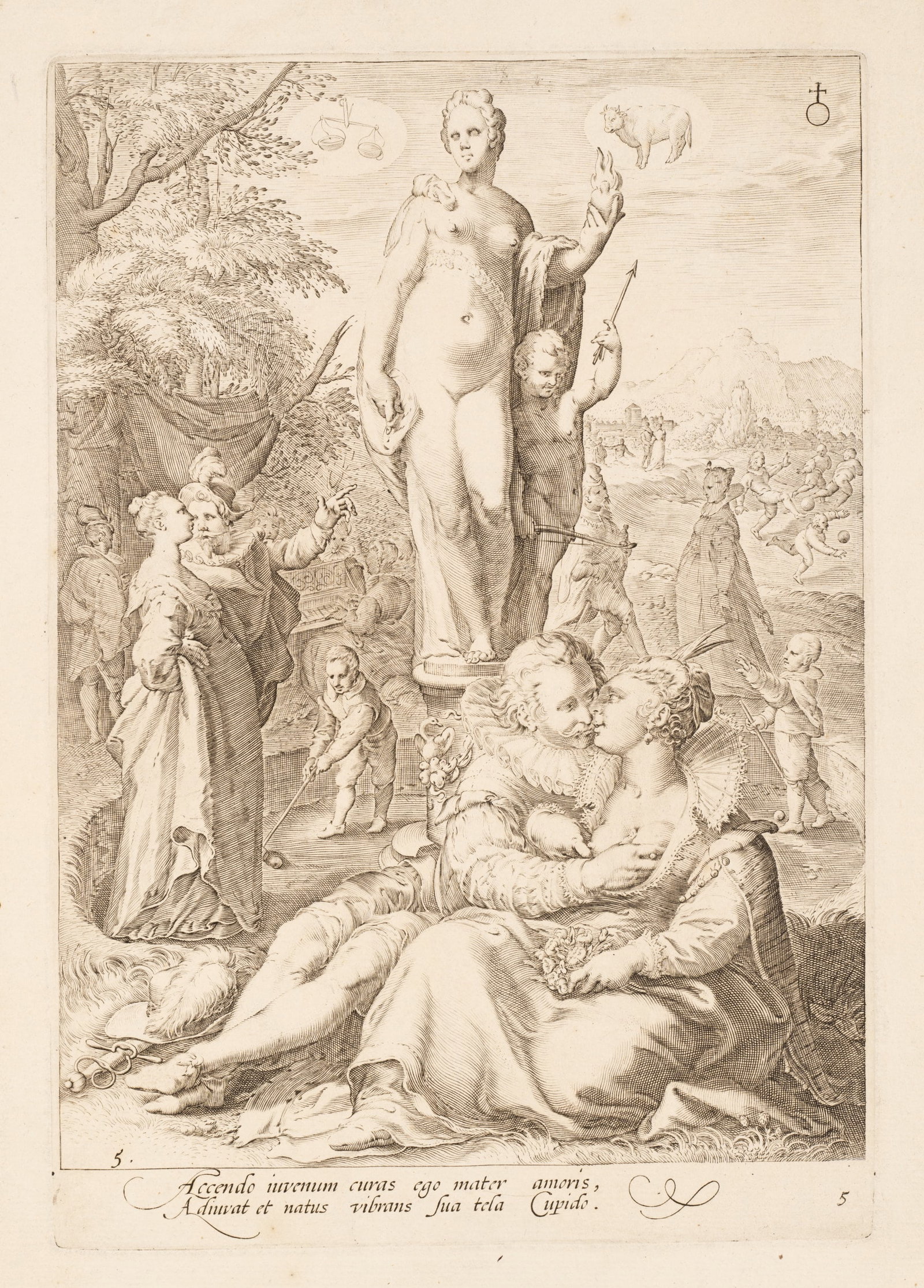 J. SAENREDAM (*1565) after GOLTZIUS (*1558), Venus. An allegory of love, after 1596, Copper engravin (1 of 5)