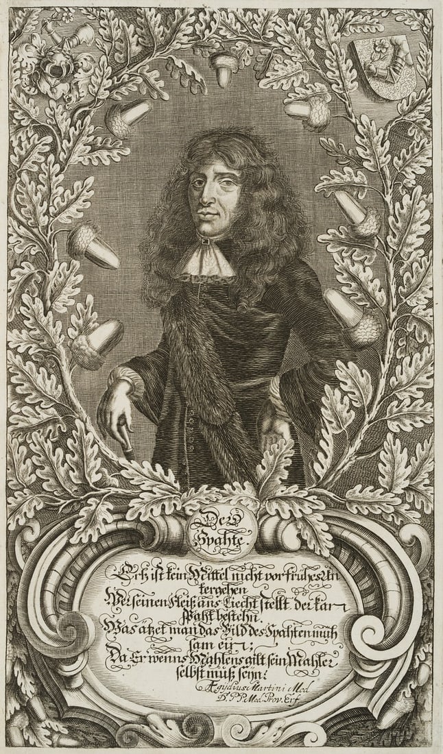 J. BOENER (1647-1720), Portrait of K. von Stieler (1632–1707), around 1678, Copper engraving (1 of 4)
