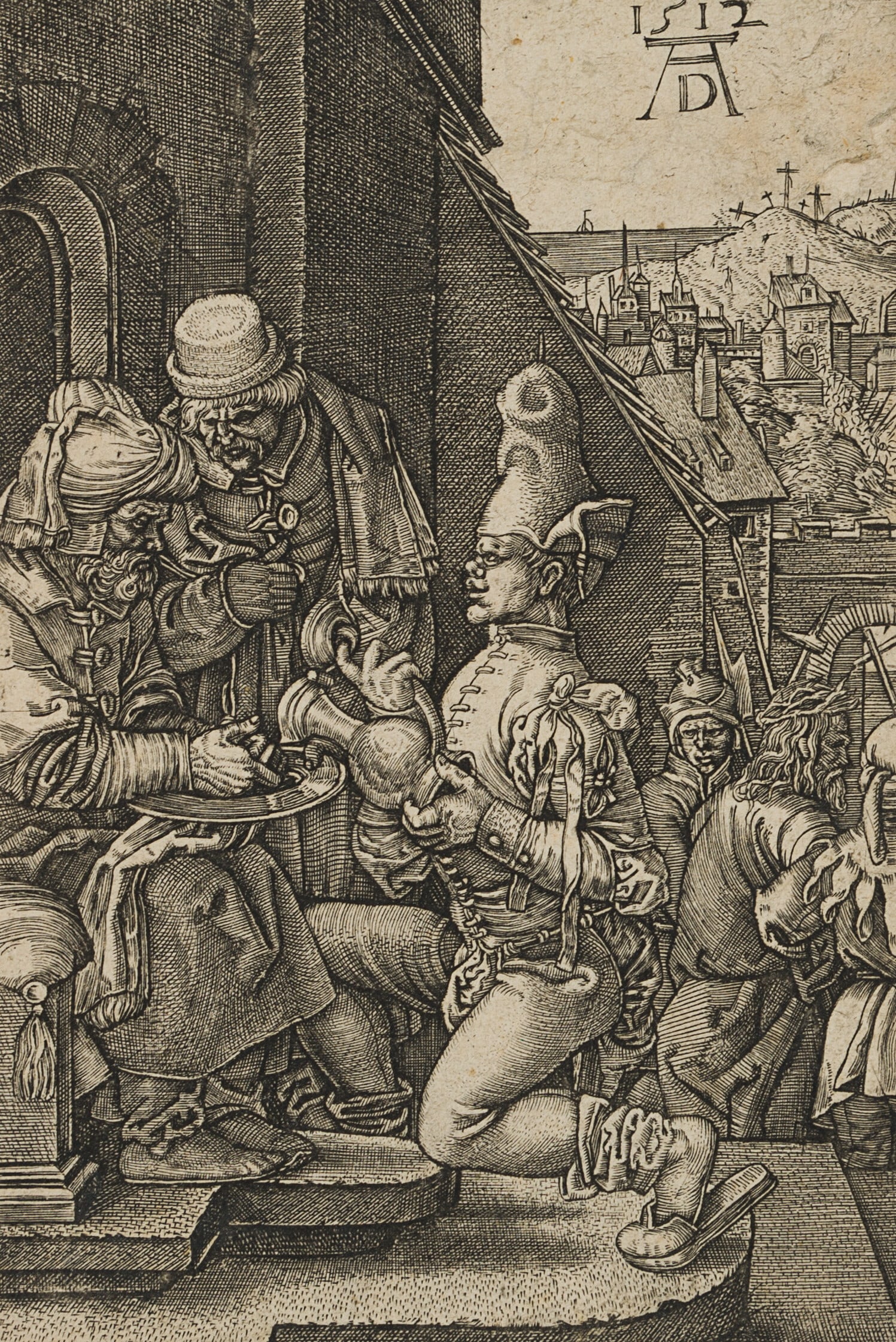 J. KRAUS (*1655) after DÜRER (*1471), Pilate’s washing of his hands, Copper engraving (1 of 8)
