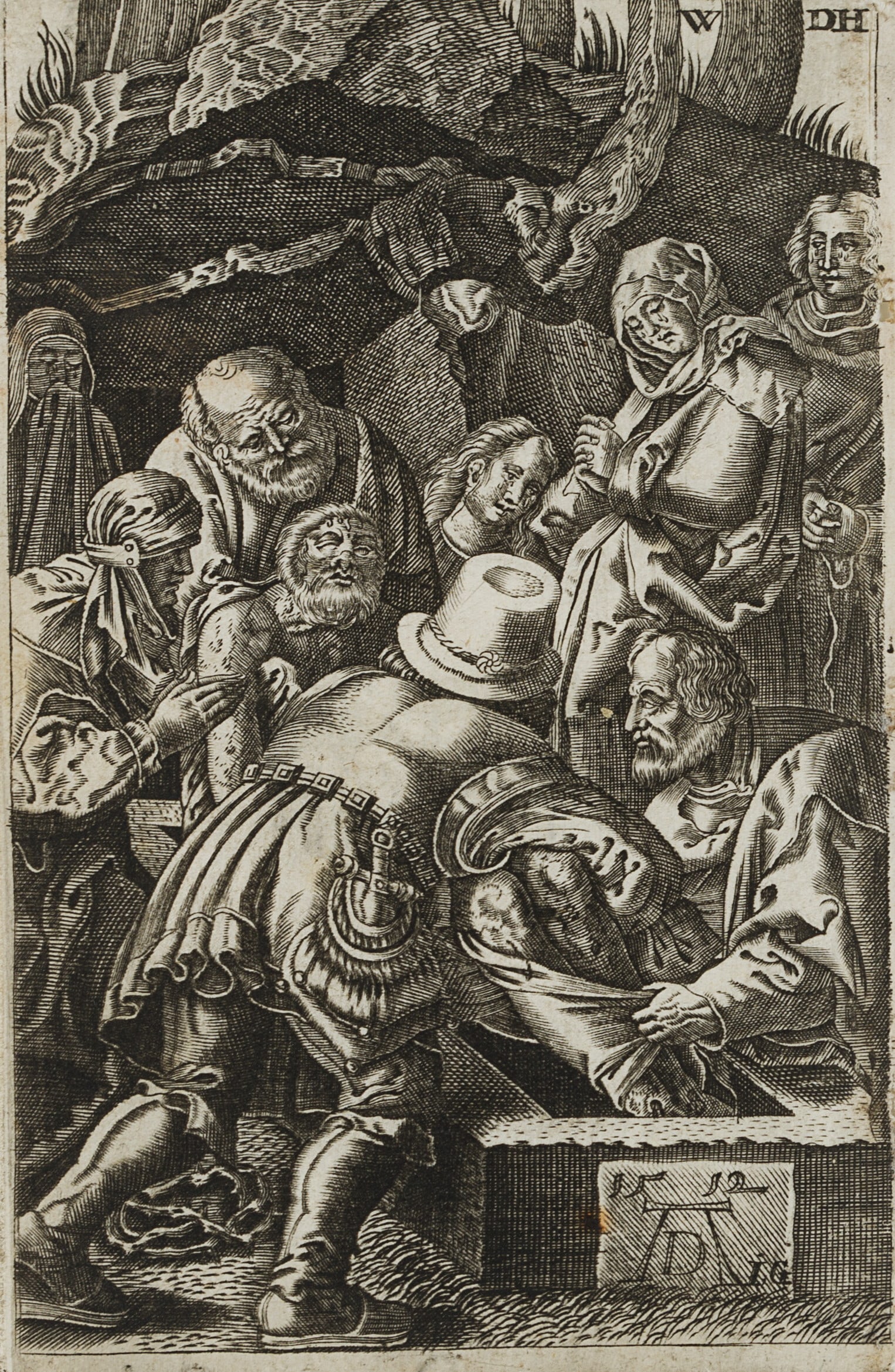 J. GOOSSENS (17th) after DÜRER (*1471), The Burial of Christ, Copper engraving (1 of 4)