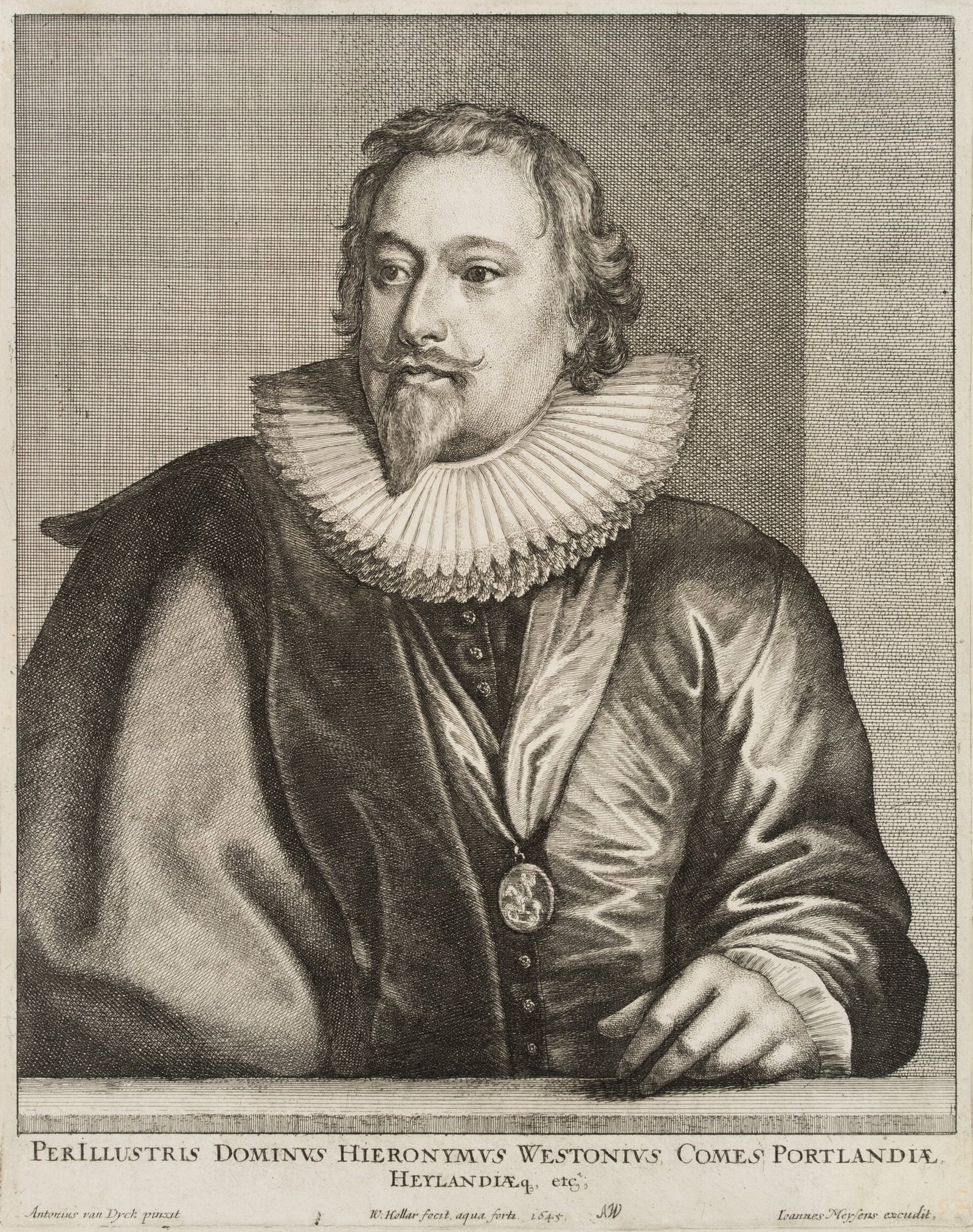 W. HOLLAR (*1607) after DYCK (*1599), Portrait of Richard Weston, 1645, Copper engraving: Wenzel Hollar (1607 Prag - 1677 London) after Anthonis van Dyck (1599 Antwerp - 1641 London): Porträt des Richard Weston, 1st Earl of Portland, 1645, Copper engraving Technique: Copper engraving 